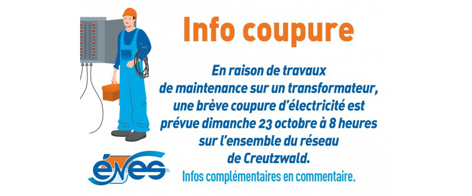 Attention : Coupure d'électricité ce dimanche