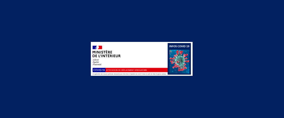 Covid-19 : Attestation de déplacement