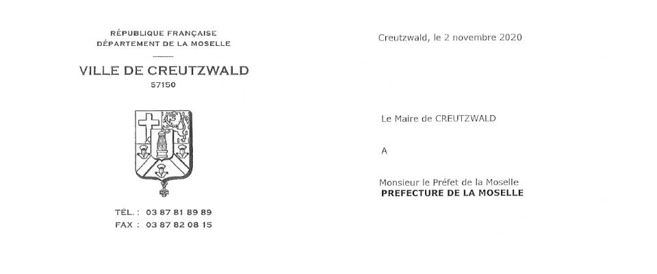 Courrier au Préfet de la Moselle